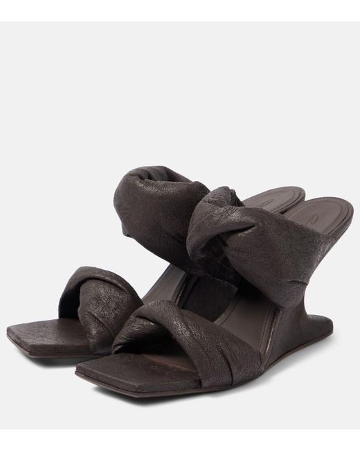 Rick Owens Black Twisted Cantilever 80 Leather Mules