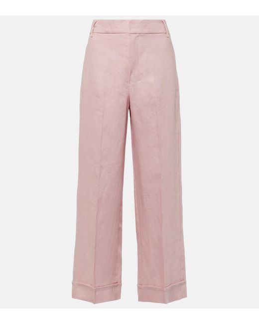 Pantalon droit Salix en lin Max Mara en coloris Pink