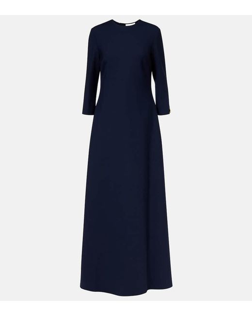 Vestido De Fiesta En Mezcla De Lana Adornado Oscar de la Renta de color Blue