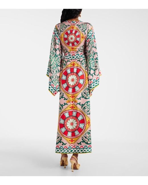 Dolce & Gabbana Red Printed Silk Gown
