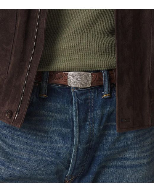 RRL Brown Coleman Leather Belt for men