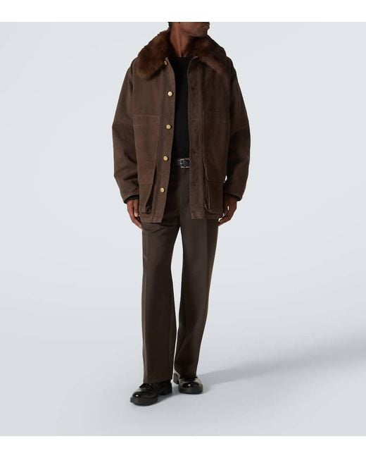 Prada Brown Shearling-Collar Jacket for men