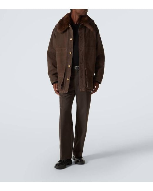 Veste En Coton Et Shearling Prada pour homme en coloris Brown