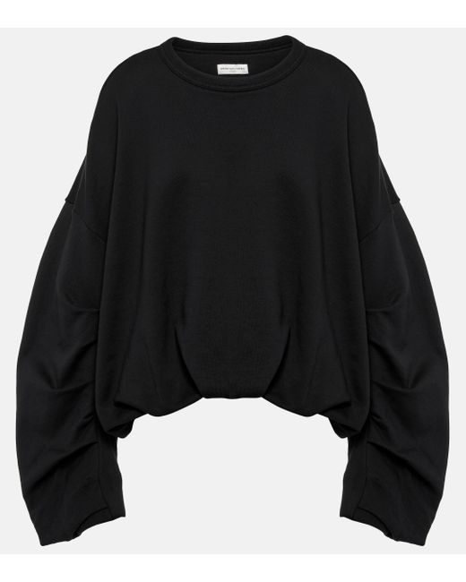 Dries Van Noten Black Oversized Cotton Jersey Sweatshirt