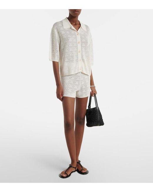 Loulou de Saison White Cortes Knitted Shorts