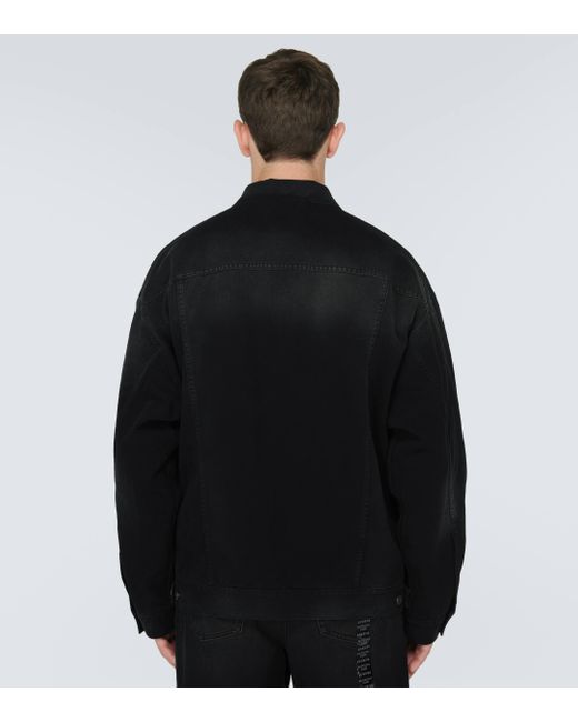 Balenciaga Black Size Sticker Oversized Denim Jacket for men
