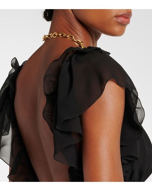 Chloé Black Top Aus Seiden-Georgette