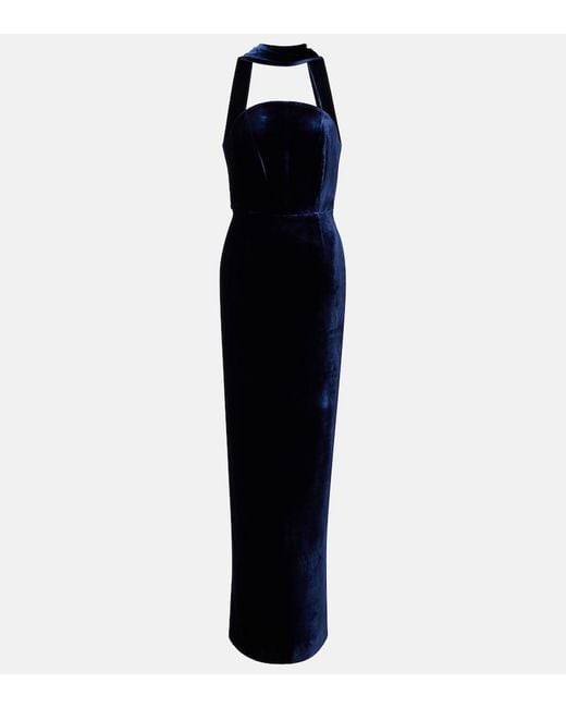 Roland Mouret Black Scarf-Detail Velvet Corset Gown