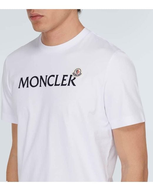 T-shirt in cotone con logo di Moncler in White da Uomo
