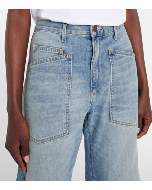 Nili Lotan Blue Shon High-Rise Barrel-Leg Jeans