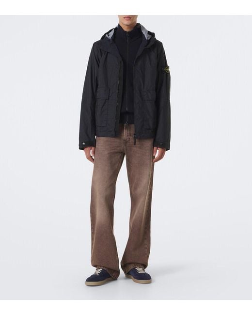 Stone Island Blue Compass Badge Virgin Wool Zip-Up Cardigan for men