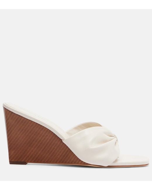 Veronica Beard White Leather Wedge Sandals