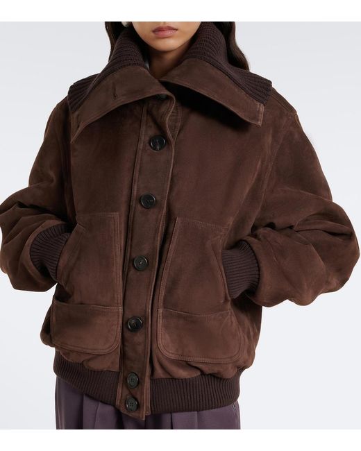 The Attico Brown Oversized Suede Bomber Jacket