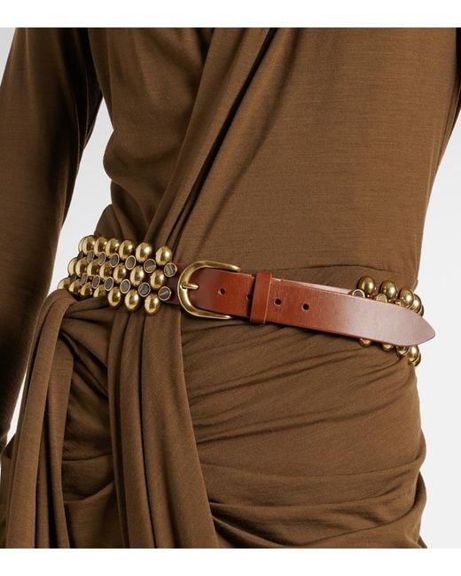 Isabel Marant Brown Varana Embellished Leather Belt