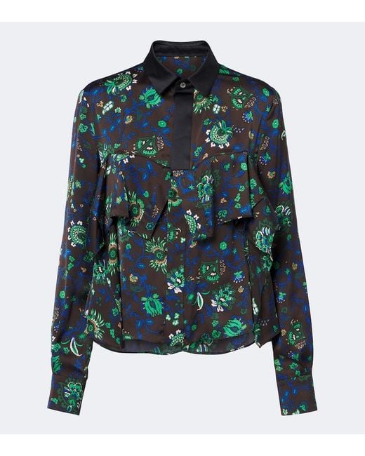Sacai Green Floral Blouse
