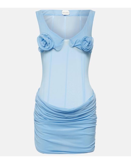 Magda Butrym Blue Floral-applique Jersey Minidress