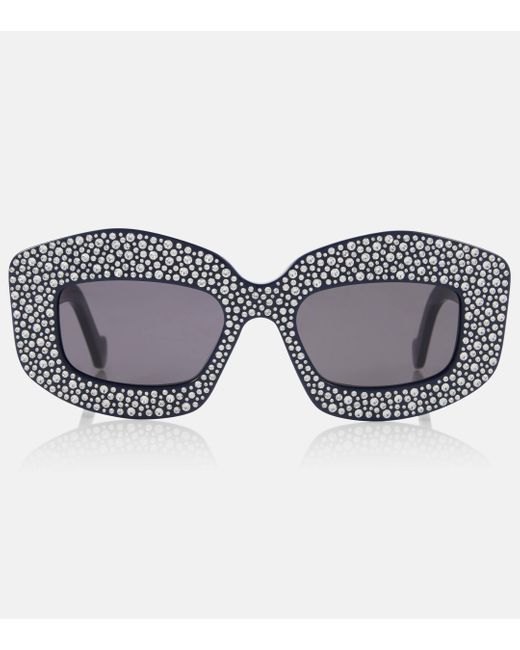 Loewe Gray Pave Screen Embellished Square Sunglasses