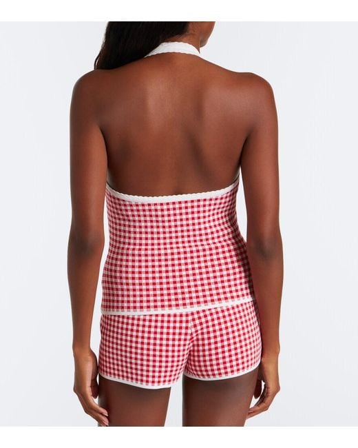 Posse Red Micah Gingham Halterneck Top