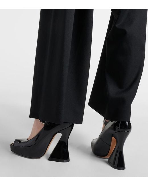 Maison Margiela Blue Patent Leather Peep-Toe Mary Jane Pumps