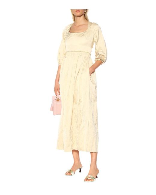 Brock Collection Natural Ondina Satin Midi Dress