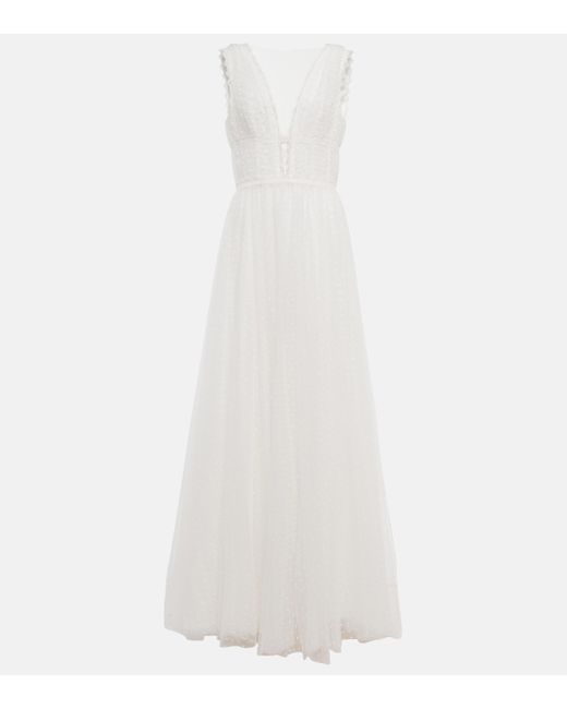 Costarellos White Bridal Tulle Gown