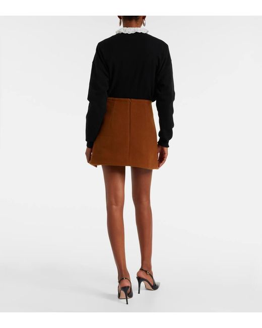 Patou Brown Wool-Blend Miniskirt