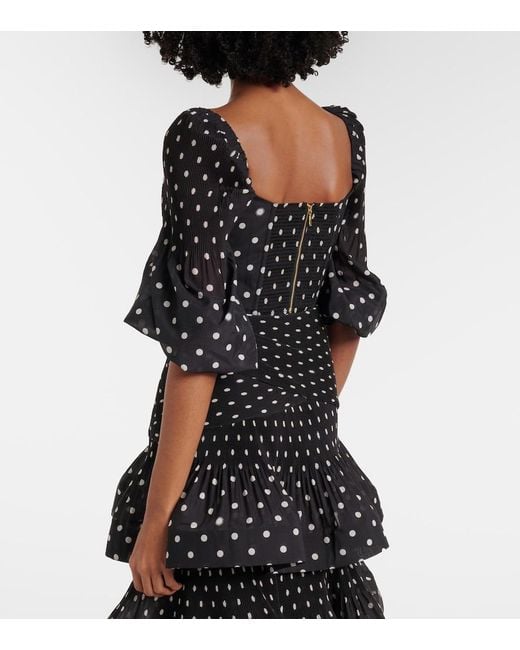 Zimmermann Black Polka-Dot Crop Top