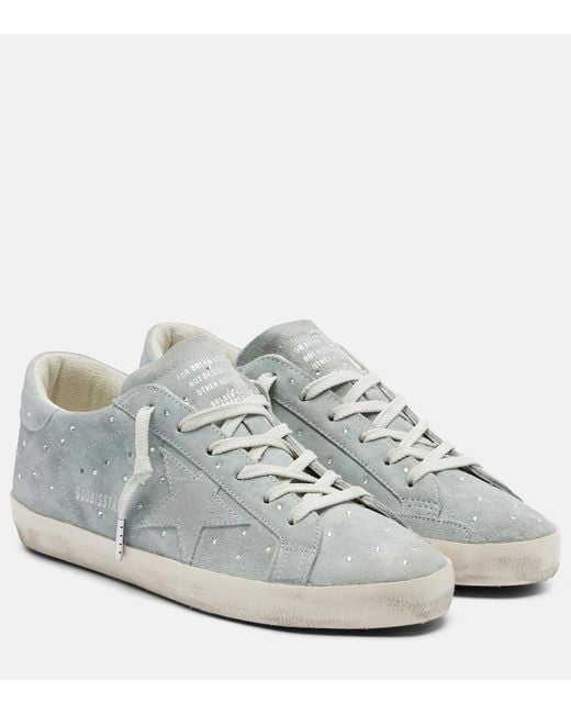 Golden Goose Deluxe Brand White Super-Star Embellished Suede Sneakers
