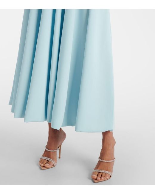 Costarellos Blue Aldina Strapless Pleated Crystal-Embellished Crepe Midi Dress