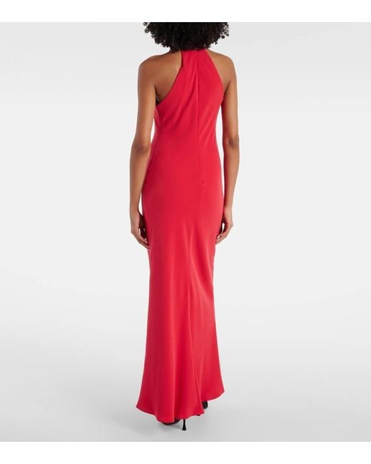 Max Mara Red Verzierte Robe Fernet Aus Cady