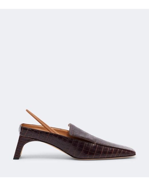 Calvin Klein Brown Tilda Croc-Effect Leather Slingback Pumps