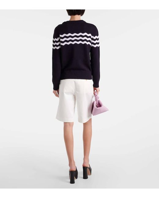 Patou Blue Striped Cotton And Wool Sweater