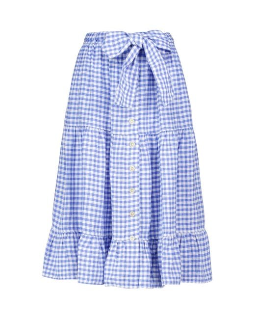 Polo Ralph Lauren White Gingham Linen Midi Skirt