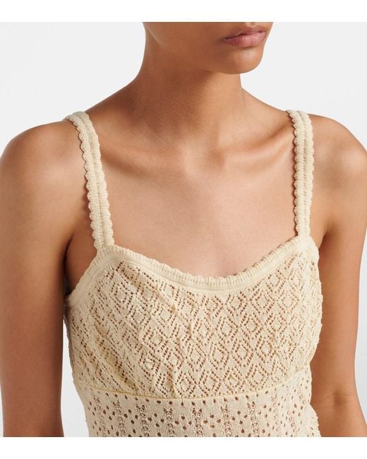 Doen Natural Nadille Pointelle Scalloped Top