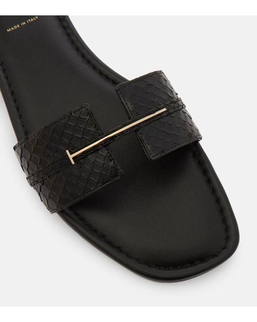 Tom Ford Black Julianne Croc-Effect Leather Slides