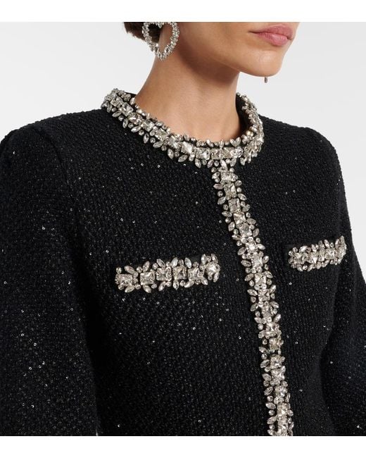 Self-Portrait Black Minikleid Mit Kristallen Und Pailletten