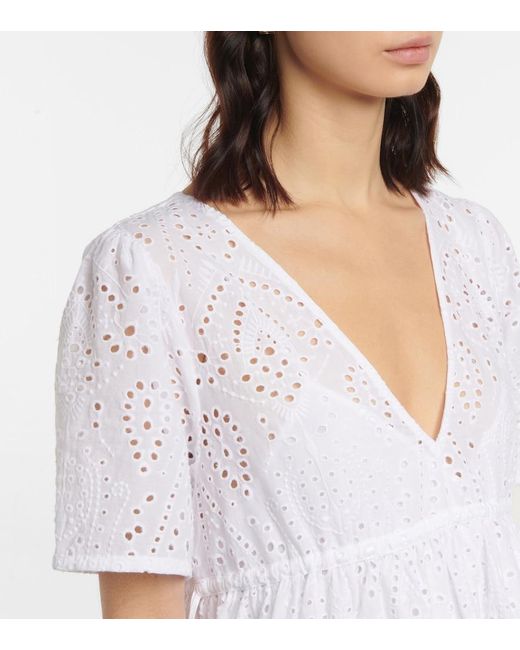 Heidi Klein White Broderie Anglaise Cotton Midi Dress