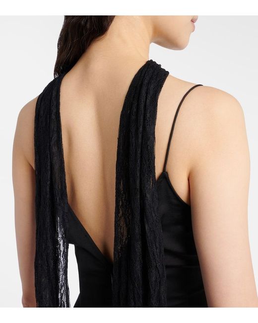 The New Arrivals Ilkyaz Ozel Black Paige Satin And Lace Gown