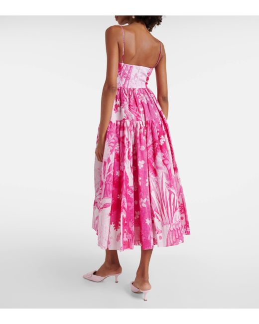 Erdem Pink Printed Cotton Seersucker Midi Dress