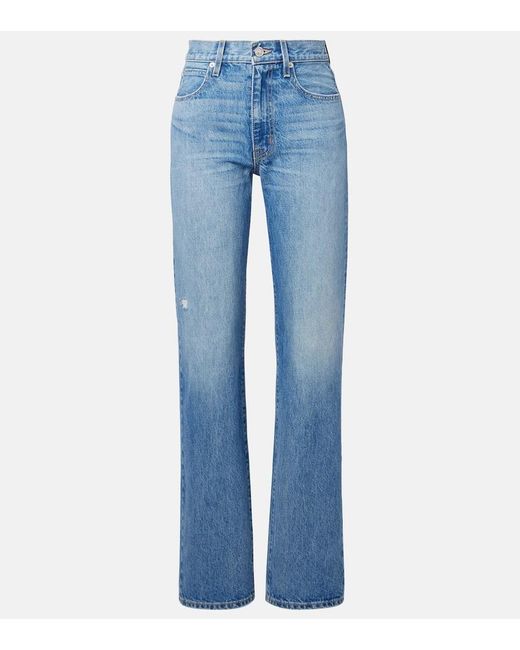 SLVRLAKE Denim Blue Sophie High-Rise Straight Jeans