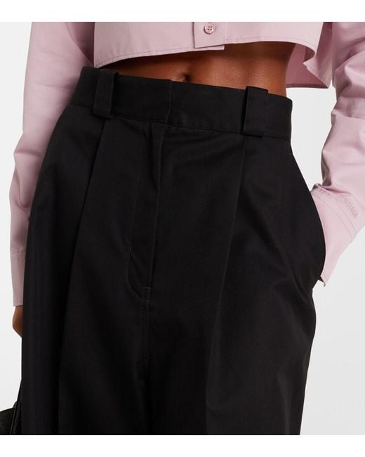 Balenciaga Black Cotton Twill Wide-Leg Pants