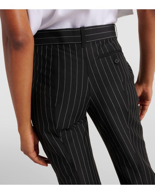 Alexander McQueen Black Pinstripe Wool And Mohair Flared Pants