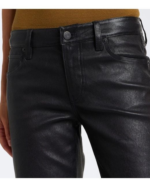 FRAME Black Cigarette Leather Slim Pants
