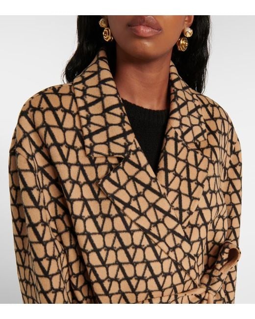 Valentino Brown Toile Iconographe Wool And Silk Coat