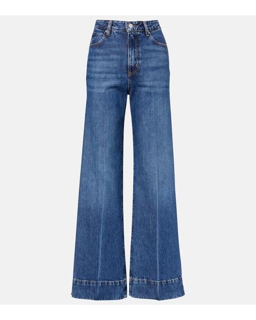 FRAME Blue Slice High-Rise Flared Jeans