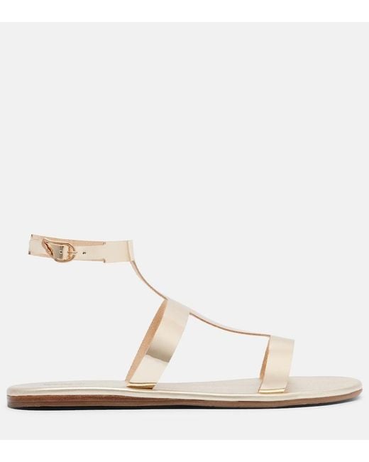 Ancient Greek Sandals Natural Fedra Metallic Leather Gladiator Sandals