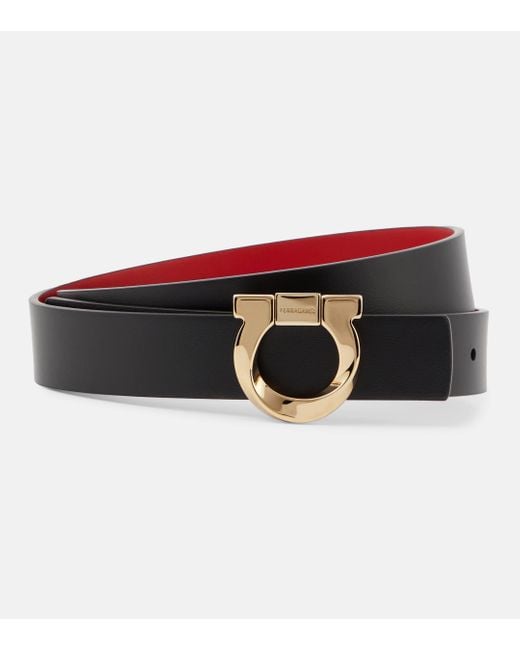 Ferragamo Black Gancini Reversible Leather Belt
