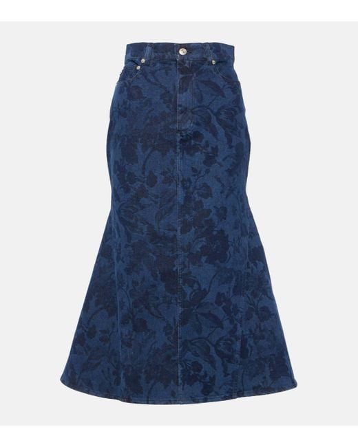 Erdem Blue Denim Midi Skirt