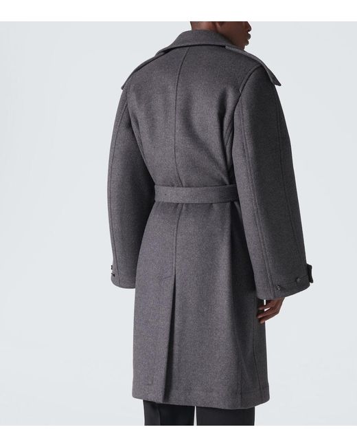 Bottega Veneta Gray Belted Wool Trench Coat for men
