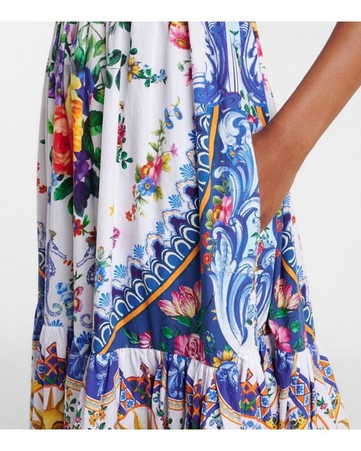 Camilla Blue Floral Cotton Maxi Dress